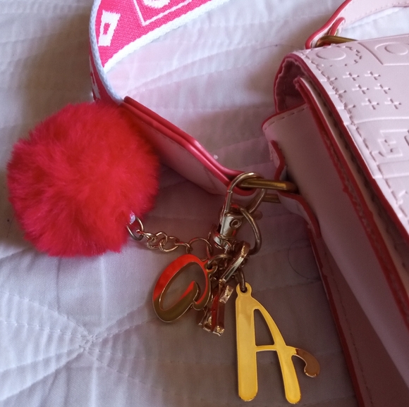 FA Blush Pink Crossbody Bag with Patterned Strap - Picture 3 of 5